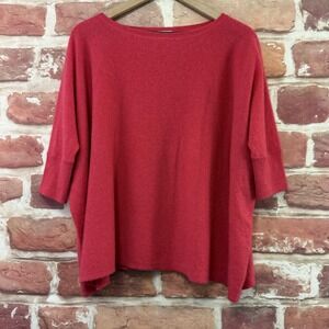 Garnet Hill Sweater Women's S Dark Pink 100% Cashmere Oversized Dolman Sleeves